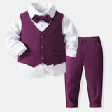 1-5Y Kid Baby Boy Wedding Suit Long Sleeve 4 Pcs Set