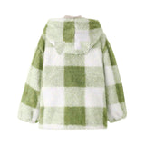 Men's and Women's Fashion Casual Plaid Warm Children's Top Hooded Plush Jacket