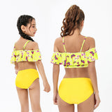 Family Matching Parent-child High Waist Sleeves Split Swimsuit