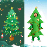 Kid Christmas Green Elf Big Tree Suits Romper