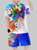 2-12T Kid Baby Boy Summer Sports Set Football 3D Printed Quick-drying 2 Pcs Set