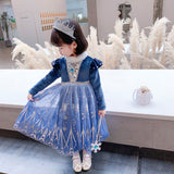 Kid Girl Long-sleeved Elsa Princess Frozen Autumn Dresses