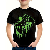 Kid Boy Gamepad 3D Printed Summer Fashion Short Sleeves T-shirt Tops