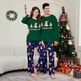 Family Matching Christmas Tree Snowman Letter Parent-child Loungewear Green Pajamas