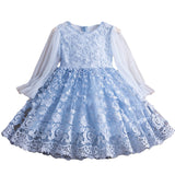 Kid Baby Girl Spring Embroidered Lace Flower Long-sleeved Dresses