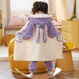 Kid Girls Flannel Thickened Coral Velvet Autumn Winter Pajamas Suits
