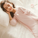 Kid Girl Cute Nightdress Pink Long-sleeved Bow Soft Mesh Gauze Pajamas