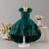 Kid Girls Dress Long Trailing Party Wedding Flower Dress
