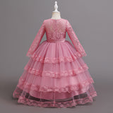Princess Dress Dress Long Sleeve Lace Mesh Dress Bow Dress