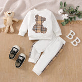 Baby Boys Girls Autumn Bear Print 2 Pcs Set