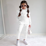Kid Baby Girl Autumn Leisure Sports  Long-sleeved Solid 2 Pcs Set