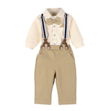 Baby Boy British Gentleman Long Sleeve Overalls 3 Pcs Set