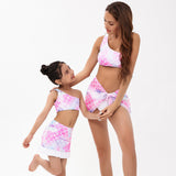 Family Matching Parent-child Single Shoulder Split Swimsuit Three-piece Set