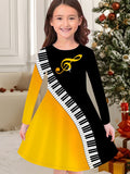 New Christmas Girls Christmas Theme Printed Crew Neck Dress