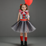 Halloween Children's Striped Clown Costume Cosplay Girl Tutu Horror
