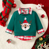 Baby Girl Boy European American Autumn Christmas Plaid Sweatshirts