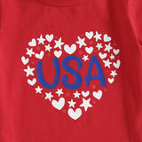 Summer Kid Baby Girl Independence Day Short Sleeve Flared 2 Pcs Set
