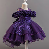 3-12T Kid Girl Princess Flower Wedding Fluffy Dress
