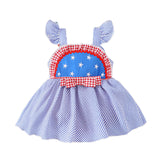 Baby Girls Summer Independence Day Flying Sleeves Suspender Dresses