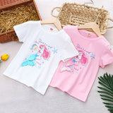 Kid Girl Summer Short-sleeved Mermaid Cotton T-shirt Top