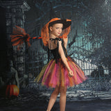 Halloween Children Pumpkin Costume Girl Witch Cosplay Party Show Princess Dress Pumpkin Show