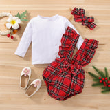 Baby Girl Spring Autumn Pure Cotton Round Neck Suspender 3 Pcs Sets