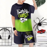 2-12T Kid Baby Boy Summer Sports Set Football 3D Printed Quick-drying 2 Pcs Set