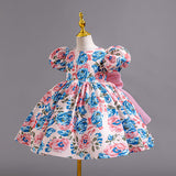 2-10T Kid Girls Floral Bow Princess Backless Birthday Dress