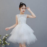 Kid Girls Evening Princess Trailing Wedding Tutu Host Dresses