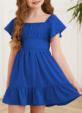 Kid Girl Summer Solid Halter Pleated Casual Dress