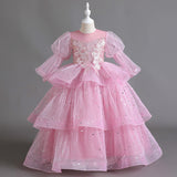 3-12T Kid Girls Host Catwalk Piano Performance Flower Wedding Dresses