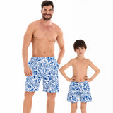 Family Matching Father Son Elastic Waistband Swimming Shorts Trunks Swimsuits