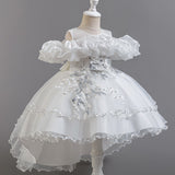 3-12T Kid Girl Princess Flower Wedding Fluffy Dress