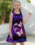 Sleeveless Crew Neck Vest Dress Fashion 3d Print Kids Girl