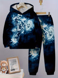 New Trendy Children's Fashion Casual Spider Hooded Sweatshirt Two-piece Set