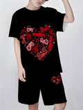 2026 New Sports Style Round Neck Short-sleeved Shorts Set Is Loose and Comfortable