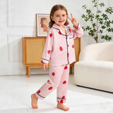 6M-4T Baby Girl Simulation Silk Cartoon Strawberry Fashion Long-sleeved Pajamas