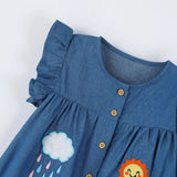 Kid Baby Girl Denim Summer Embroidered Cartoon Fashion Dress