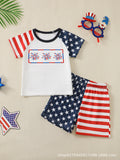 Baby Boy Girl Summer Independence Day Short T-Digital Printed 2 Pcs/set
