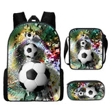 Kid Boy Street Trendy Football Backpack with Pencil Case Lunch Bag 3 Pcs/set