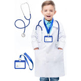Kid Doctor White Coat Raw Laboratory Surgical Gown 3 Pcs Set