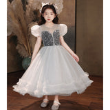 Kid Girl Grey Super Immortal Fairy Princess Piano Performance Dresses