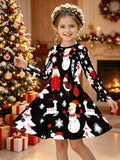 3-12Y Kid Girls Autumn Winter Christmas Long Sleeve 3D Dresses