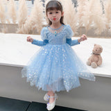 Kid Girl Mesh Princess Autumn Elsa Pompous  Frozen Dresses