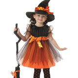 1-12T Kid Baby Girl Halloween Witch Cosplay Costume 3 Pcs Set