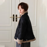 1-14T Kid Boy Girl Fur Integrated Jacket Leather Jacket Coats