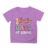 Kid Girl Boy 100 Days of School Print Round Neck Short Sleeve T-shirt Tops