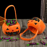 Embroidered Halloween Portable 3D Candy Pumpkin Lantern Bag Basket