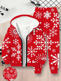 Children's 3D Digital Printing Children's Zipper Hooded Sweater Set