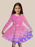 2-10T Kid Girl Christmas Long Sleeve Fashion Casual 3D Print Dresses